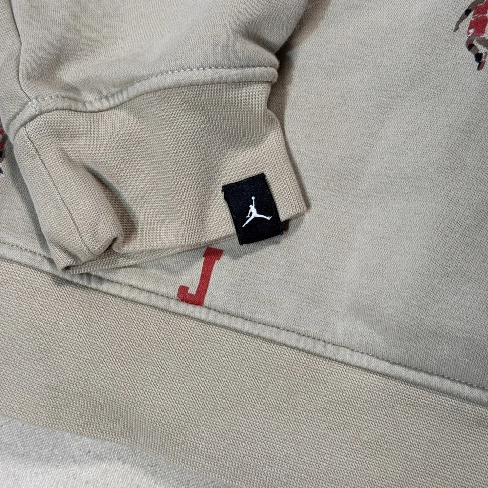 Jordan Hoodie Mens XL Gray Pullover Fleece Sweatshirt Allover J Player Print